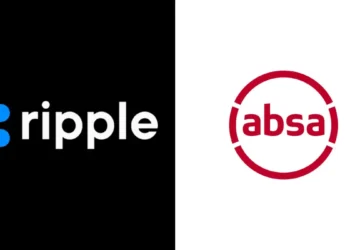 Logo de Ripple junto al de Absa Bank simbolizando su alianza para ofrecer servicios de custodia de criptomonedas en África.