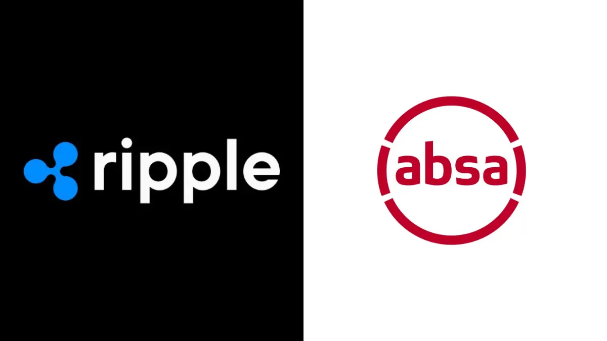 Logo de Ripple junto al de Absa Bank simbolizando su alianza para ofrecer servicios de custodia de criptomonedas en África.