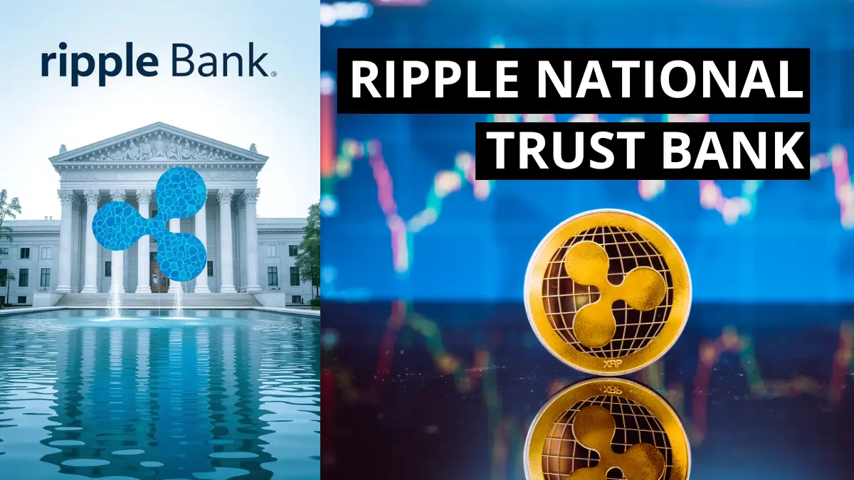 Imagen que representa a Ripple solicitando estatus bancario federal ante la OCC en Estados Unidos para respaldar y expandir su stablecoin RLUSD, destacando su integración en el sistema financiero tradicional y la regulación bancaria estadounidense.