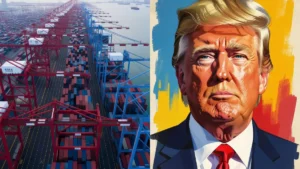 Donald Trump con semblante firme, símbolo de la escalada de tensiones comerciales entre EE. UU. y China tras el anuncio de nuevos aranceles